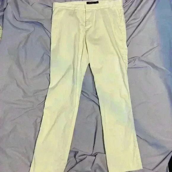 Polo Ralph‎ Lauren Women's Creme Flat Front Pants Size 8 inseam 27|Waist rise 9 - Picture 1 of 11